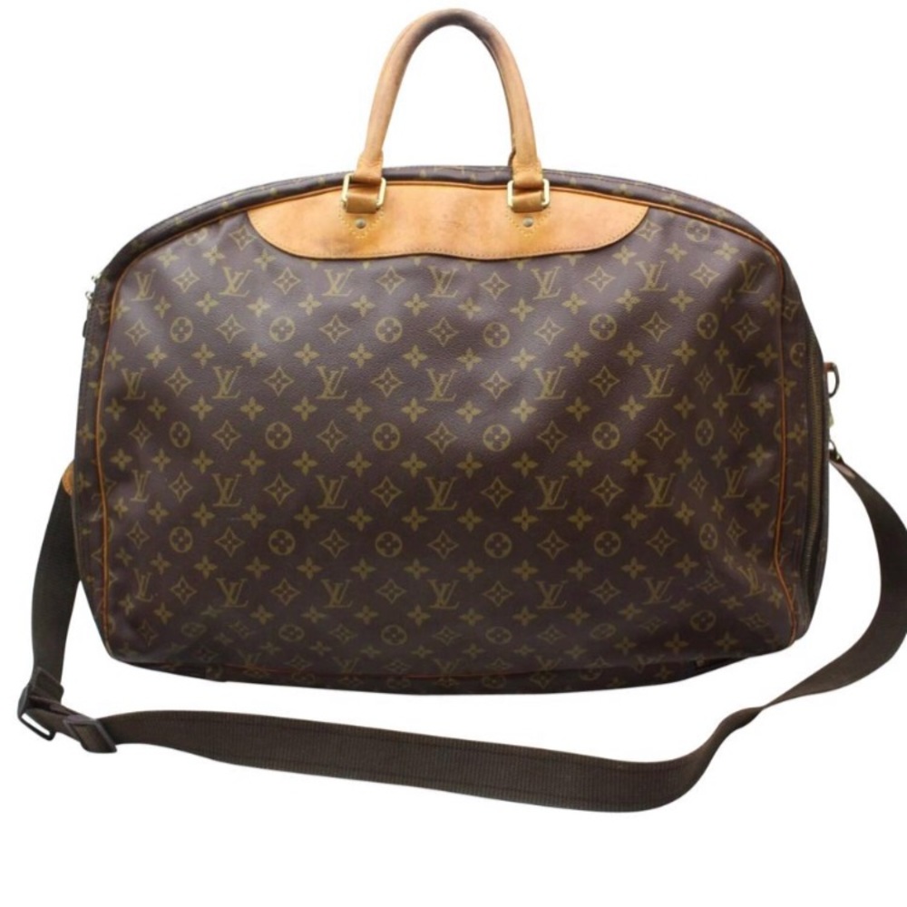 Alize Monogram 2 Poches Bandouliere w/ Strap Brown Coated Canvas Travel Bag
